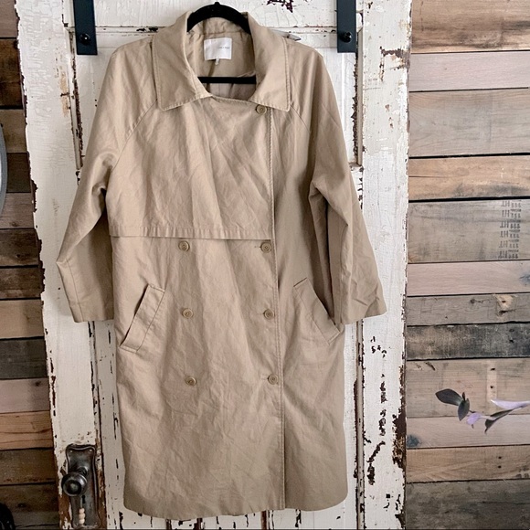 💛SOLD💛Oat + Fort double breasted trench coat in tan, size M - Picture 4 of 5